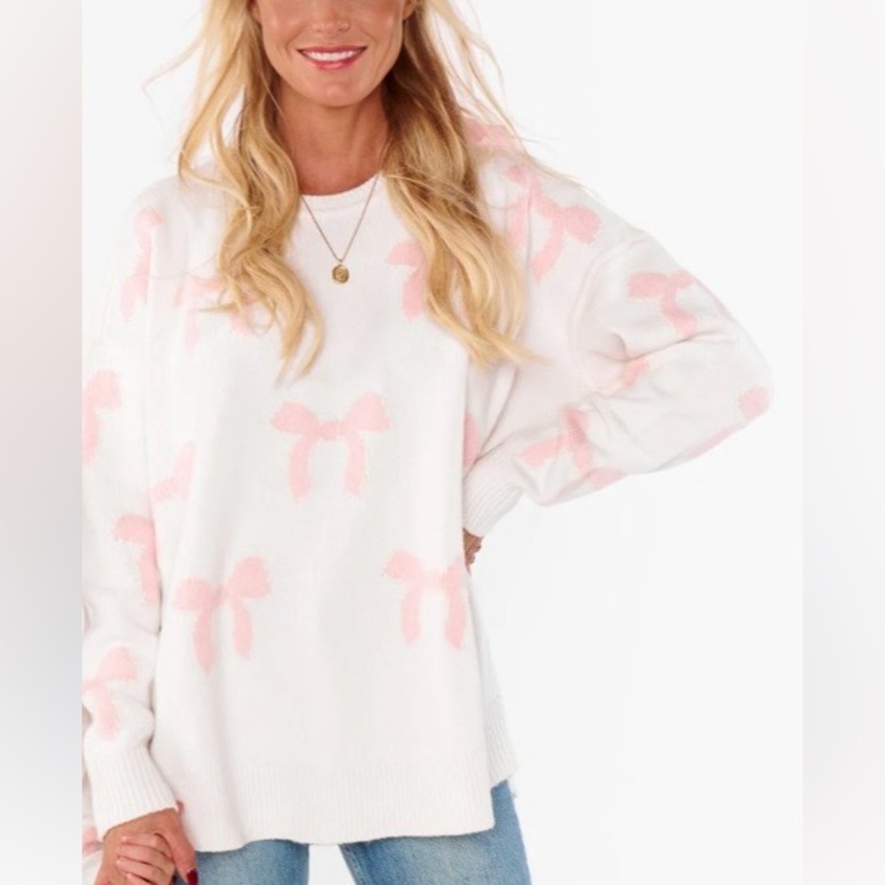 NWT MUMU pink bow sweater